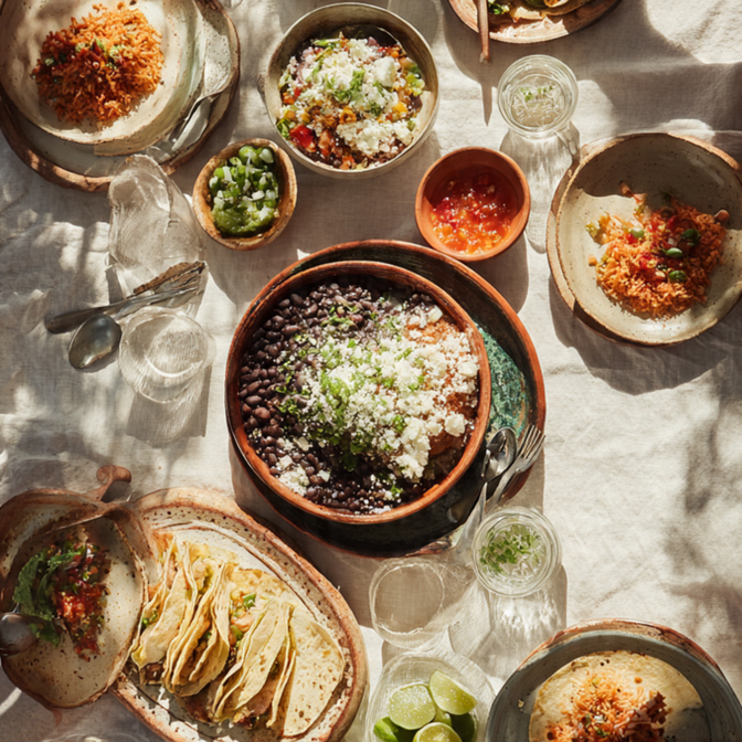 mesa de comida mexicana